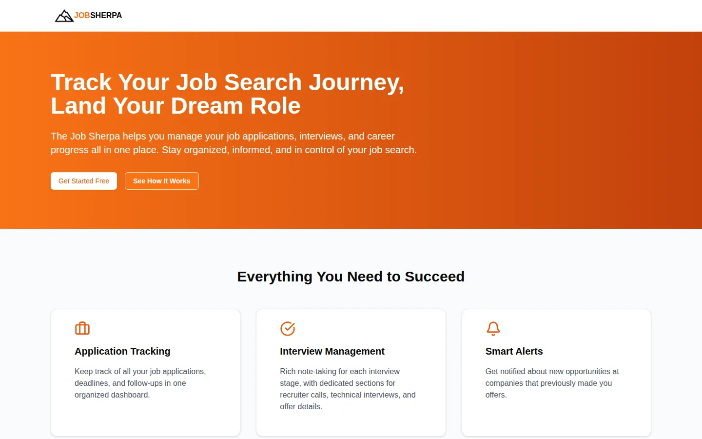 Captura del sitio web de Job Sherpa