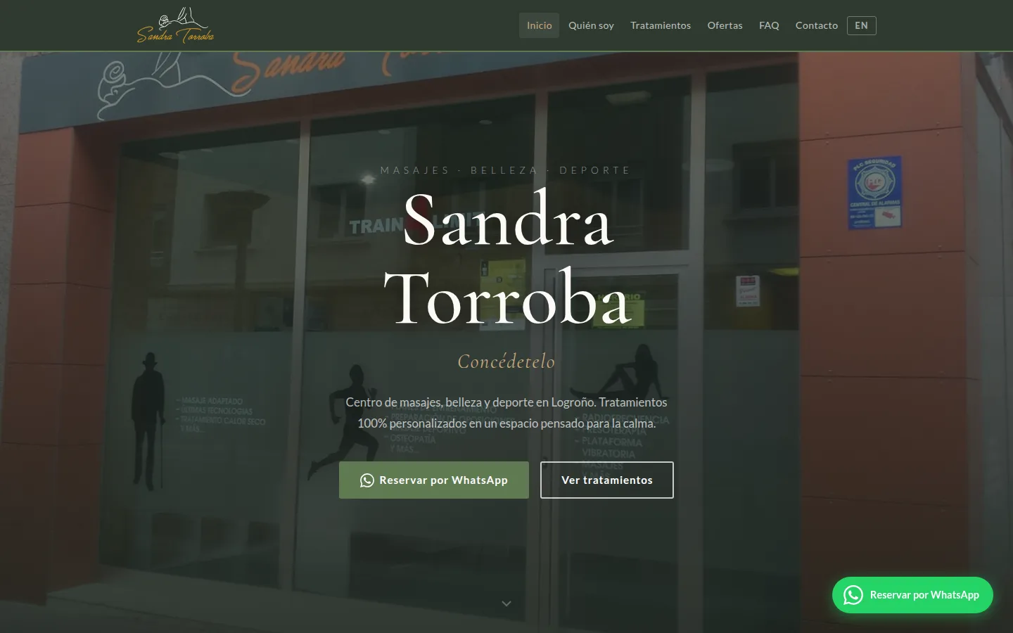 Captura del sitio web de Sandra Torroba